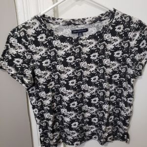 Crop Floral American Eagle Tee